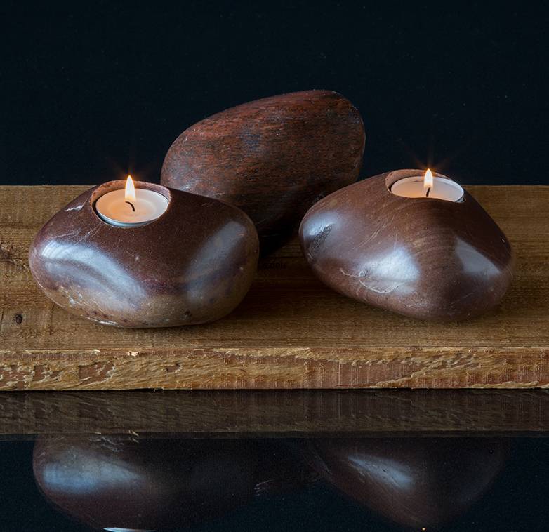 Fyrfadsten i brune nuancer - assorteret