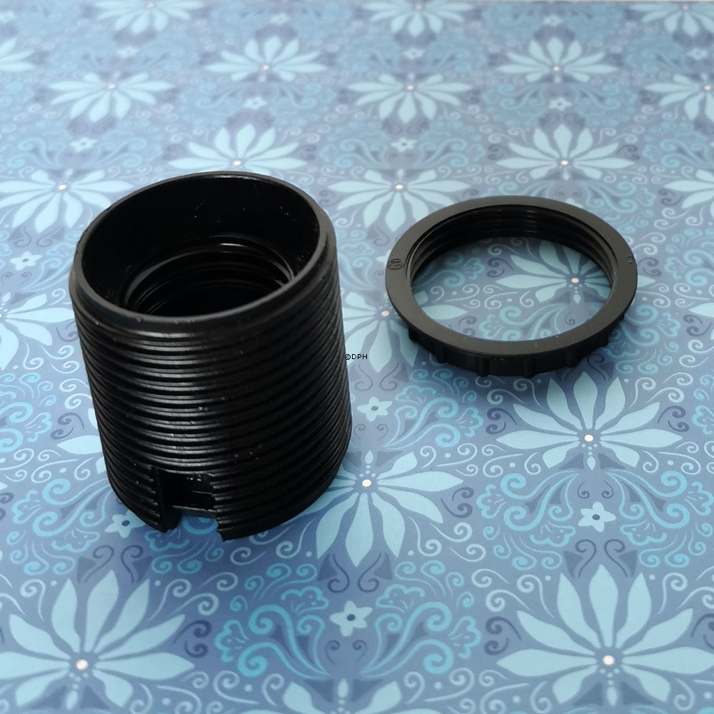 E27 fatning med omløbsringe (Ø40mm), med afbryder, sort