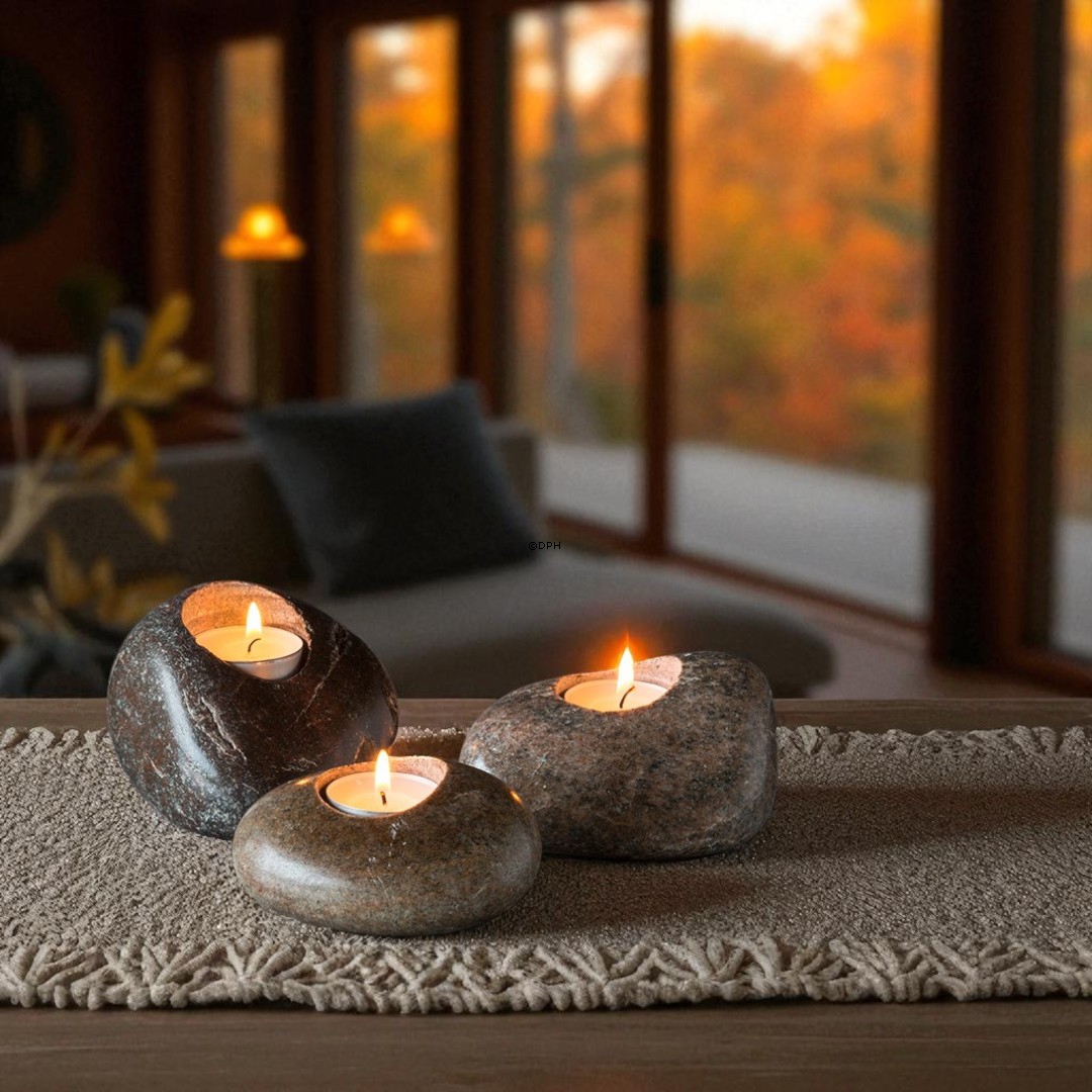 Fyrfadsten i brune nuancer - assorteret