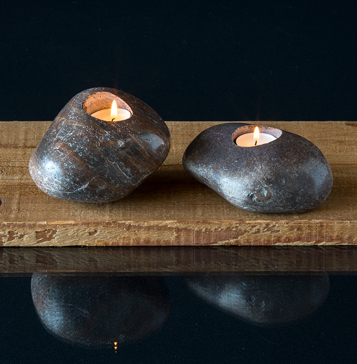 Fyrfadsten i brune nuancer - assorteret