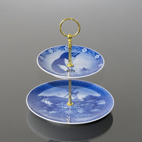 Fittings til kageopsats, forgyldt, rund hank, buet rør, 3 lag