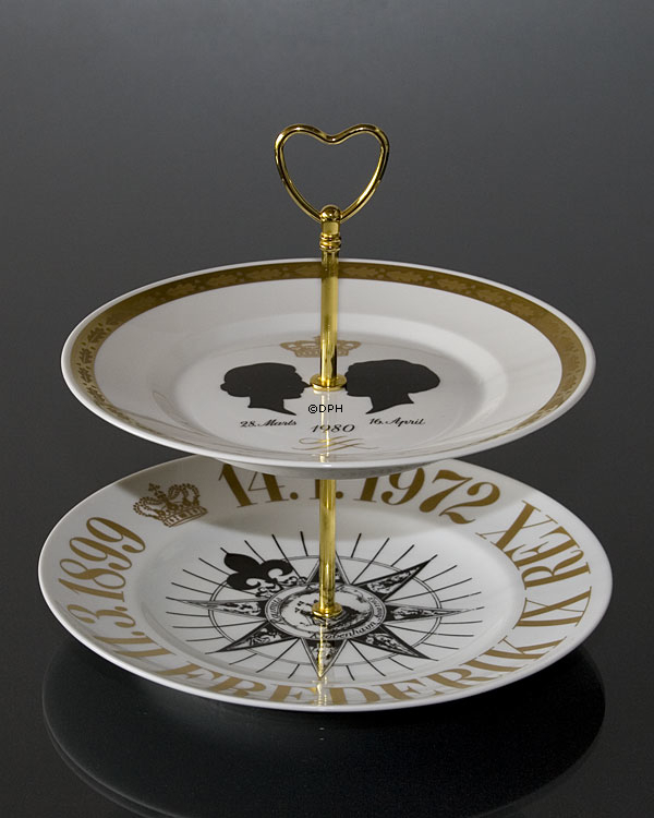 Fittings til kageopsats, forgyldt, Hjerte hank, 2-3 lag