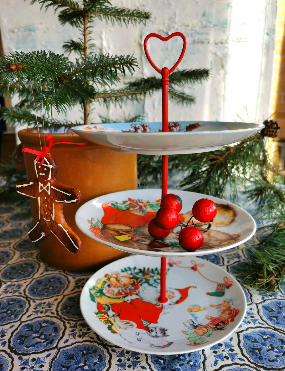 Fittings til kageopsats, rød finish, Hjerte hank, 2-3 lag