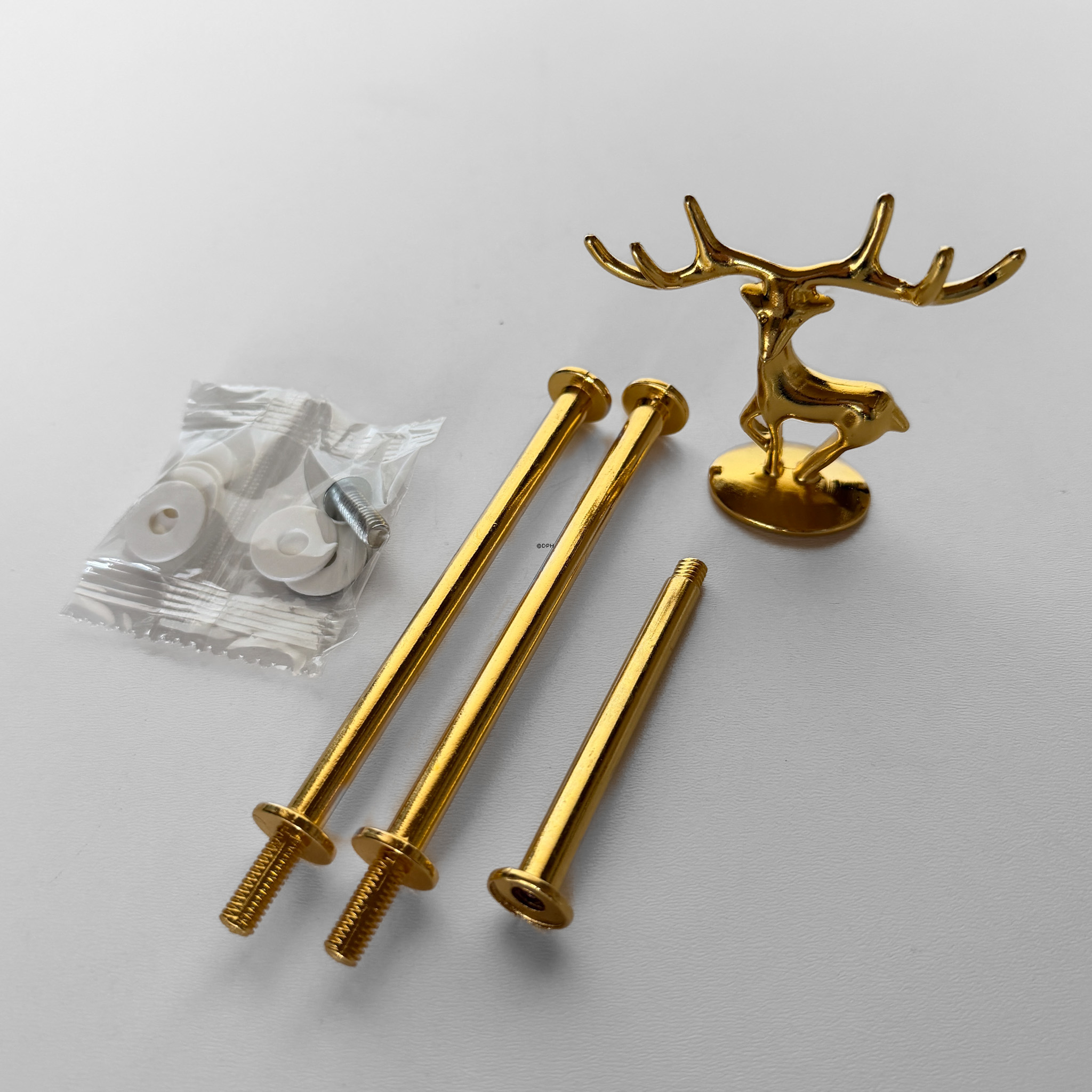 Fittings til kageopsats, forgyldt, Rådyr hank, 2-3 lag
