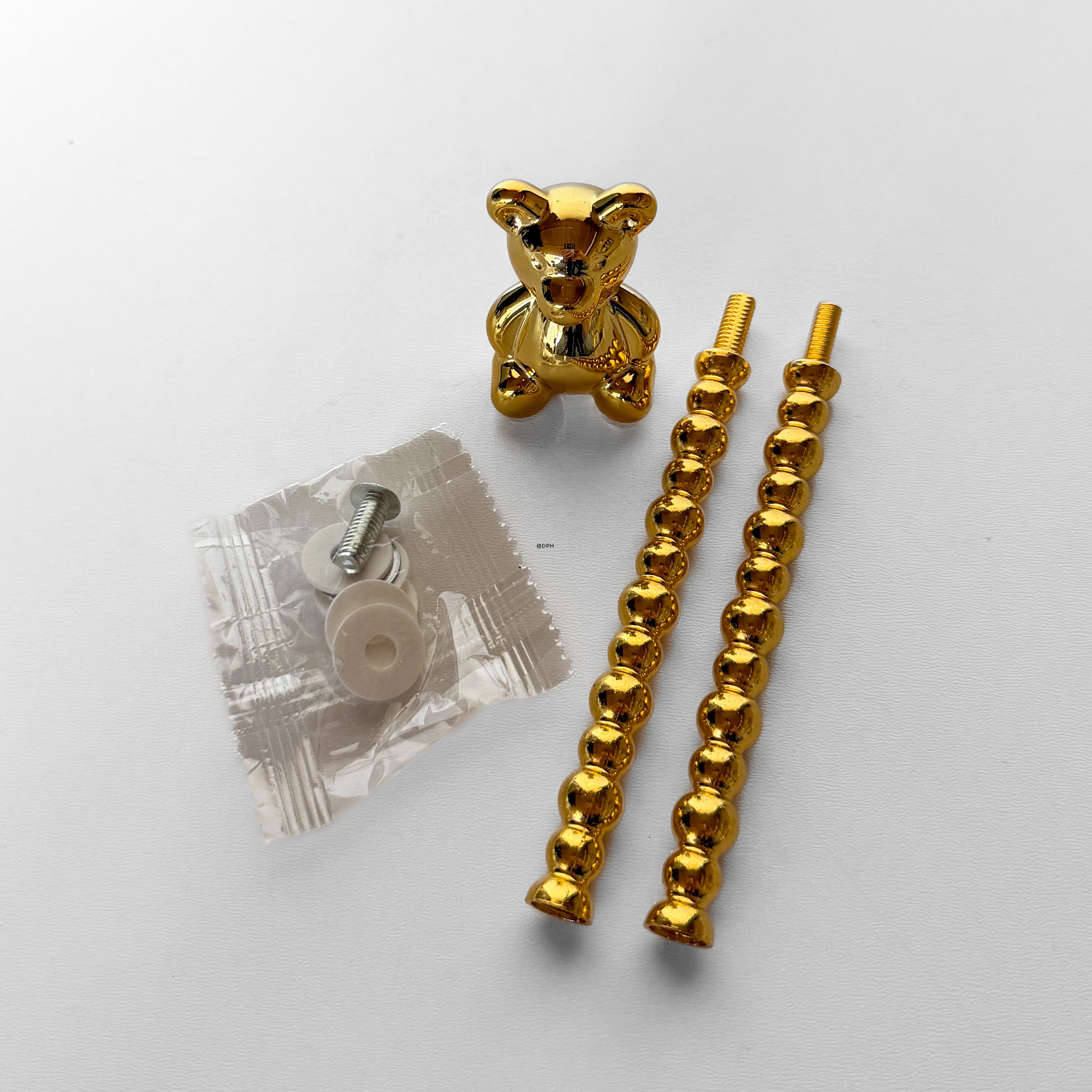 Fittings til kageopsats, forgyldt, Bjørn hank, 2-3 lag