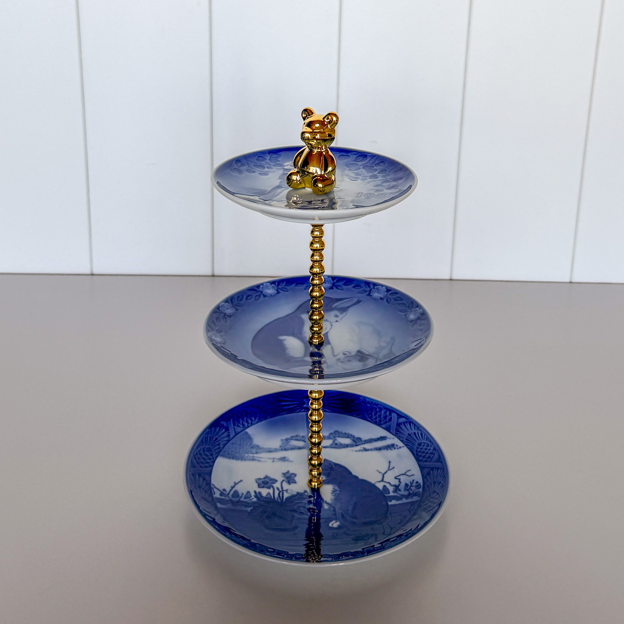 Fittings til kageopsats, forgyldt, Bjørn hank, 2-3 lag