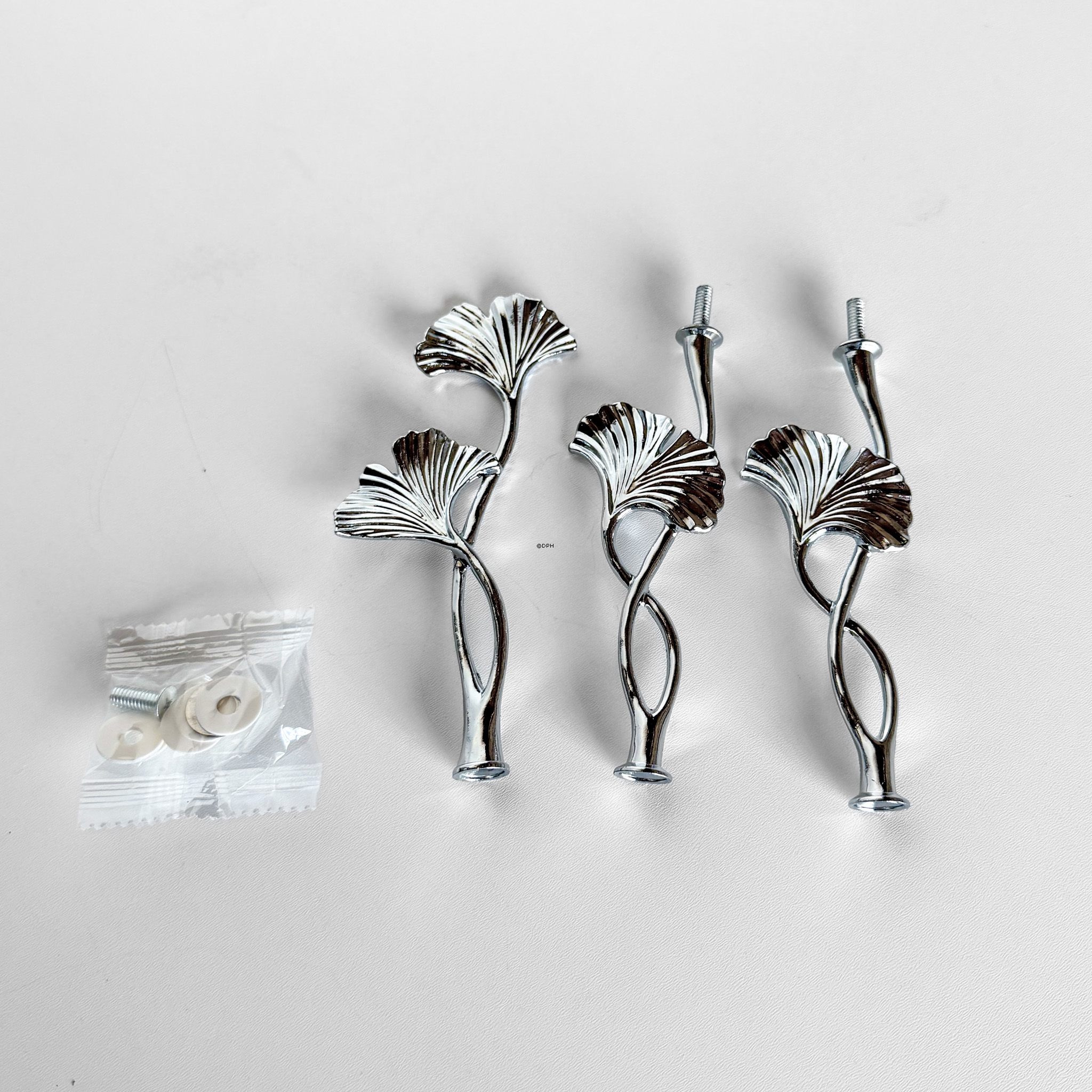 Fittings til kageopsats, sølv finish, Ginkgo blad hank, 2-3 lag