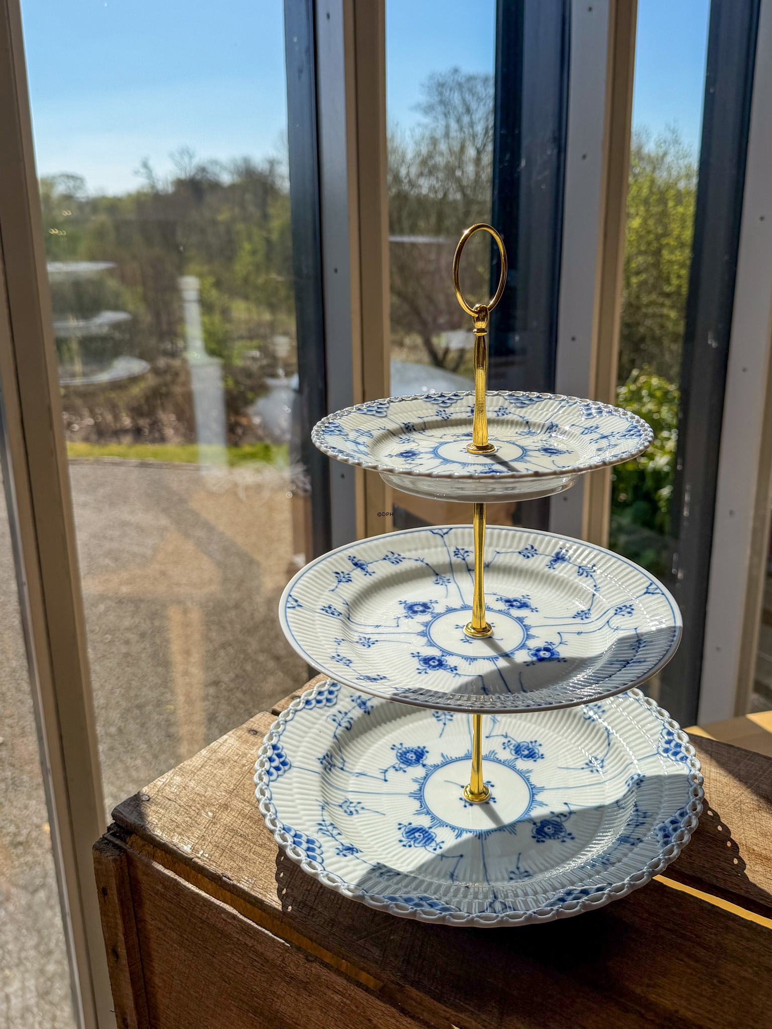 Royal Copenhagen Musselmalet Helblonde/Riflet 3-lags opsats