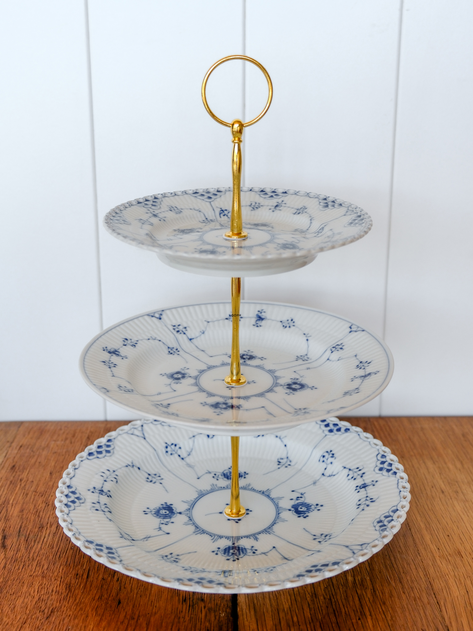 Royal Copenhagen Musselmalet Helblonde/Riflet 3-lags opsats