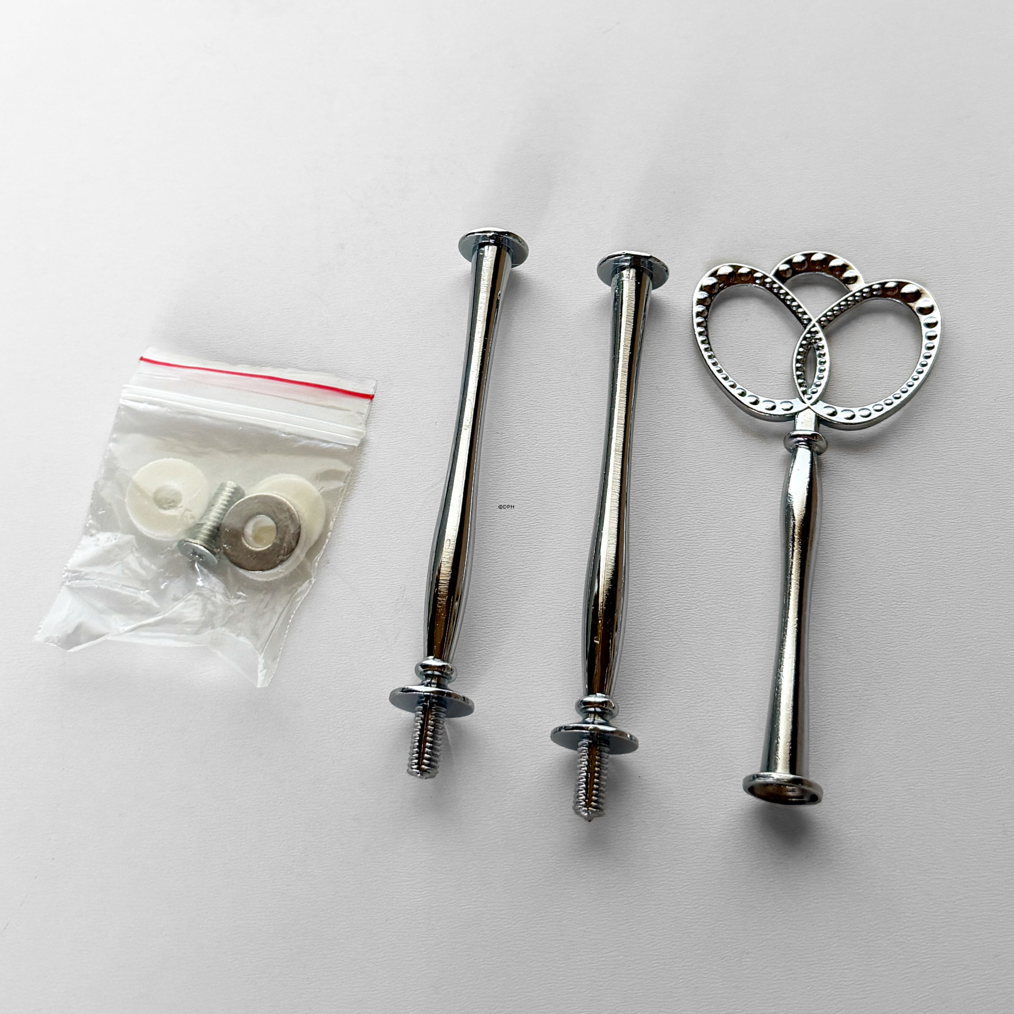 Fittings til kageopsats, sølv finish, Krone hank, 2-3 lag