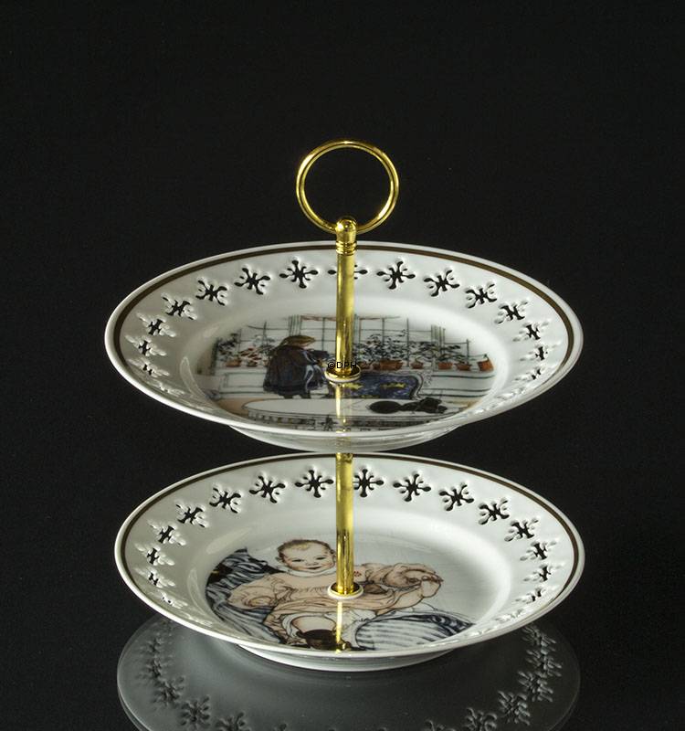 Komplet Bing & Grøndahl kageopsats B&G Carl Larsson platter, fittings, mv.