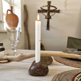 Candlestick made of Danish polished natural stone, each one is unique.
