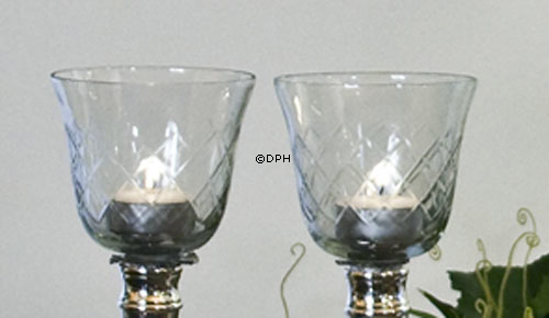 Topglas (indsats til fyrfadslys) til lysestager, med rude dekoration, (glasholder til fyrfadslys)