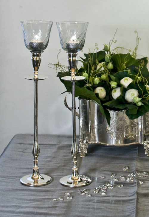 Topglas (indsats til fyrfadslys) til lysestager, med rude dekoration, (glasholder til fyrfadslys)