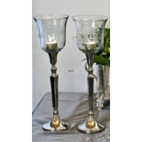 Top glass for candlesticks with decorations, large