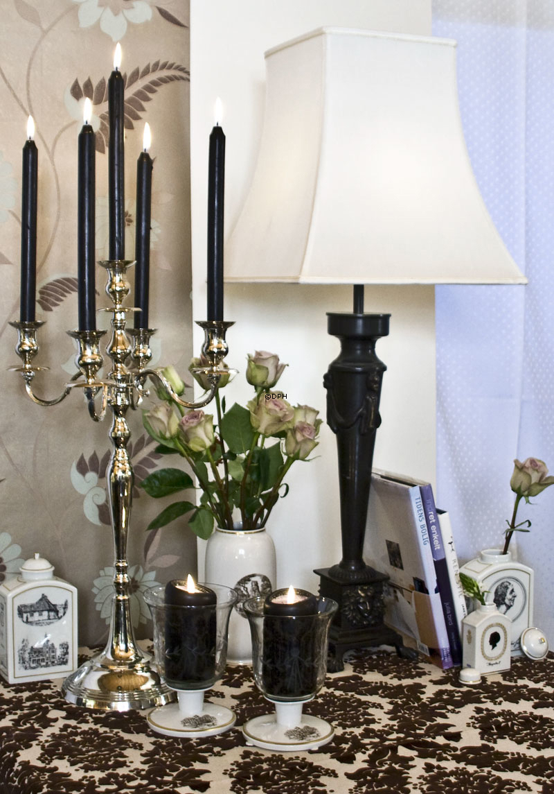 STORT Topglas(indsats til fyrfadslys) til lysestager med ranke dekoration, (glasholder til fyrfadslys)