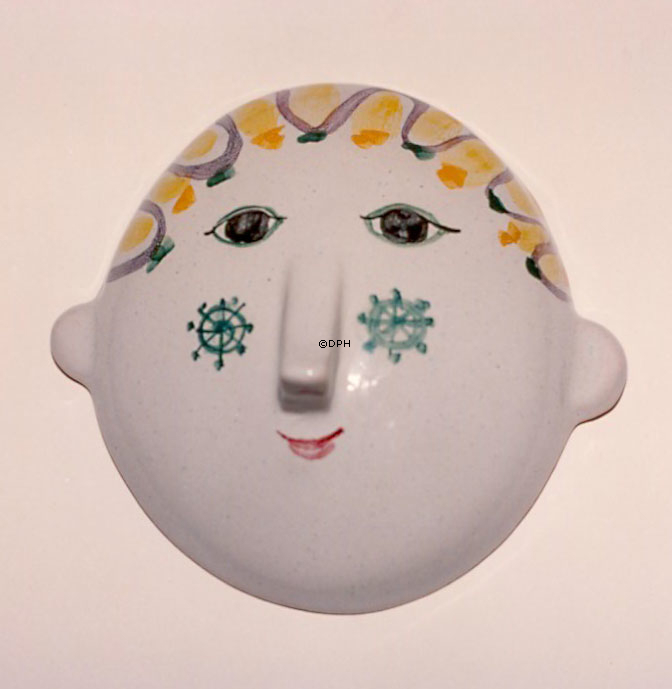 Wiinblad Maske, Medium, hånddekoreret, blå/hvid eller multi colour