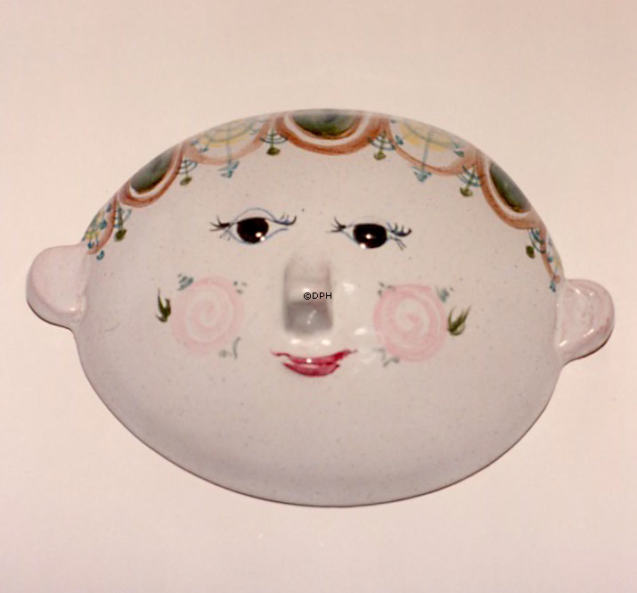 Wiinblad Maske, Stor, hånddekoreret, blå/hvid eller multi colour