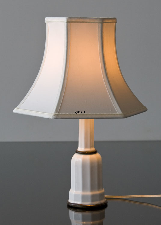 Sekskantet lampeskærm 18 cm i højden, hvid silke