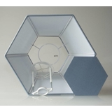 Hexagonal lampshade height 29 cm,  light blue coloured silk fabric