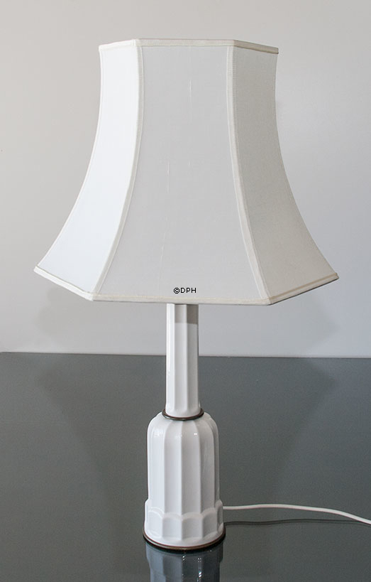 Sekskantet lampeskærm 33 cm i højden, hvid silke