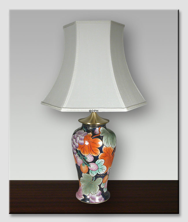 Sekskantet lampeskærm 42 cm i højden, hvid silke (vedr. 2. sortering - Se beskrivelsen)