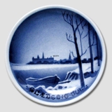 Kronborg seen from Sweden Aluminia plaquette Merry Christmas