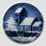 Kirche im Schnee Aluminia Plakette, Frohe Weihnachten