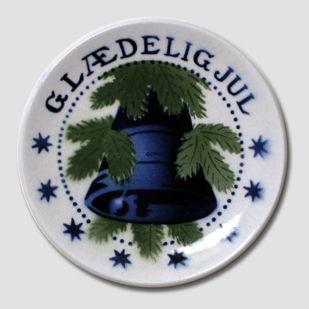 Juleklokke med gran Aluminia Plaquette, Glædelig Jul