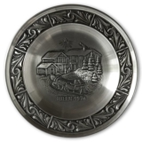 1974 Astri Holthe Norwegian Pewter Christmas plate, Christmas in Telemark