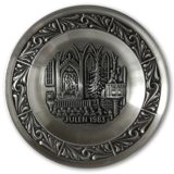 1983 Astri Holthe Norwegian Pewter Christmas plate, Christmas sermon in the Church