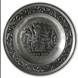 1988 Astri Holthe Norwegian Pewter Christmas plate, Snowman