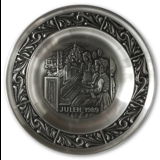 1989 Astri Holthe Norwegian Pewter Christmas plate, Christmas hymns on the piano