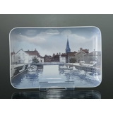 Dish with view of Aarhus harbour, Bing & Grondahl no. 329 or 1301-6589