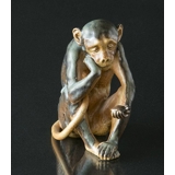 Small Monkey with tortoise, Bing & Grondahl stoneware figurine no. 1510