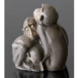 Sleeping monkeys sitting close in a group, Bing & Grondahl figurine No. 1581