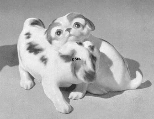 Pekingeser hvalpe, Bing & Grøndahl hundefigur nr. 1630
