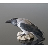 Crow perched on a rock looking inquisitive, Bing & Grondahl bird figurine No. 1714