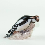 Woodpecker pecking away in the wood, Bing & Grondahl bird figurine No. 1717