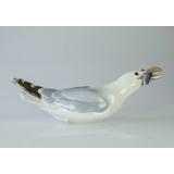 STOR måge med fisk, Bing & Grøndahl fugle figur nr. 1725