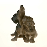 Pair of dachshunds standing in friendship, Bing & Grondahl dog figurine no. 1805