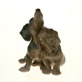 Paar Dackel stehen in Freundschaft, Bing & Gröndahl Hund Figur Nr. 1805