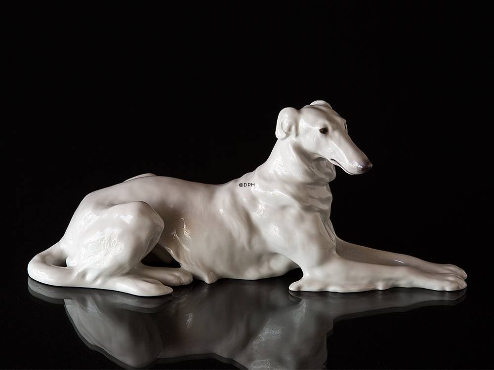 Liggende Borzoi, Bing & Grøndahl hunde figur nr. 1811