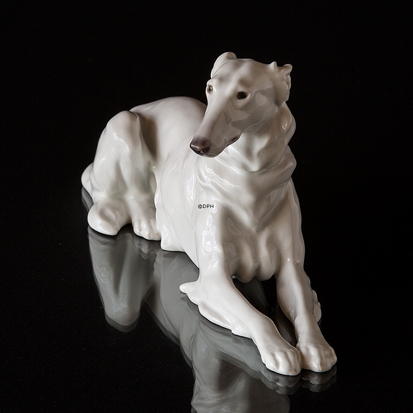 Liggende Borzoi, Bing & Grøndahl hunde figur nr. 1811