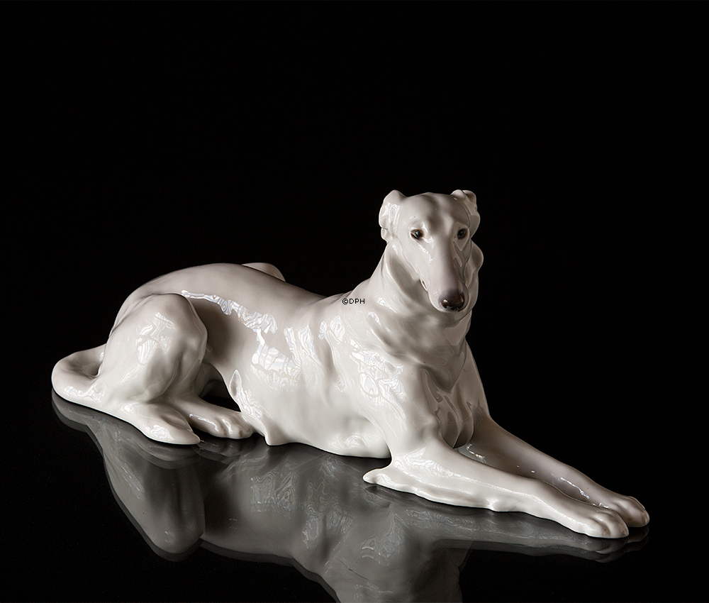 Liggende Borzoi, Bing & Grøndahl hunde figur nr. 1811