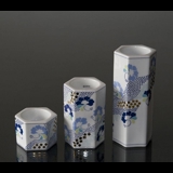 Tea-light Candleholders, 3 pcs., White with blue flowers, Bing & Grondahl no. 1817-5465