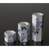 Tea-light Candleholders, 3 pcs., White with blue flowers, Bing & Grondahl no. 1817-5465