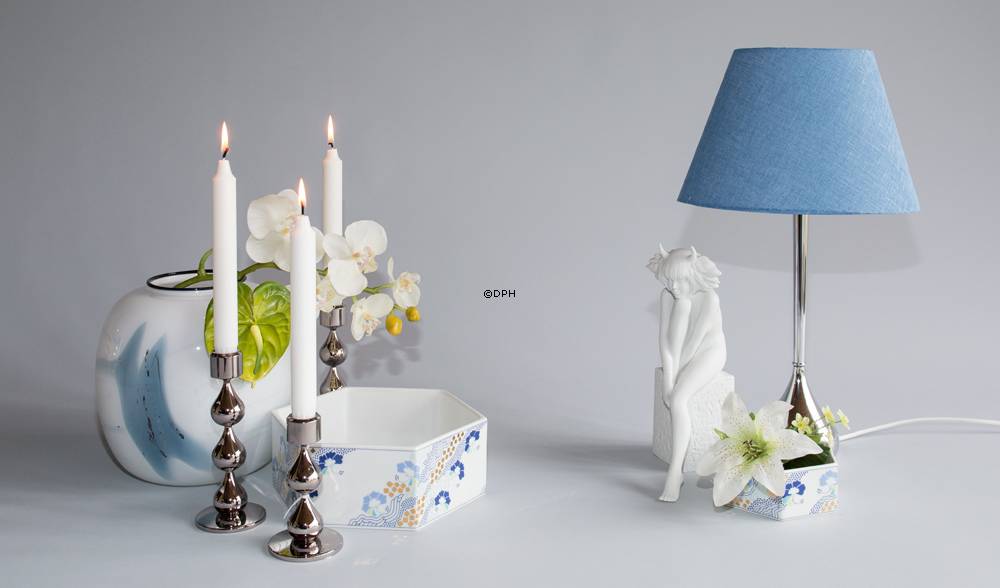 Skål 12cm, Hvid med blå blomster, Bing & Grøndahl nr. 1817-5467