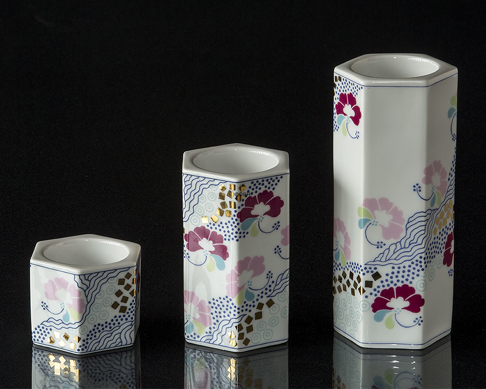 Fyrfads-lysestager Hvid med blomster, Bing & Grøndahl nr. 1872-5464