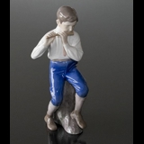 Flute Player boy sitting, Bing & Grondahl musical figurine No. 1897